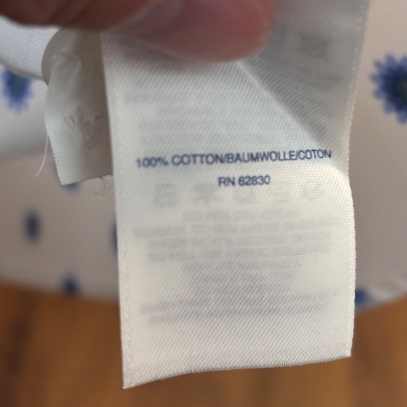 Lands' End Women's Front Button White w/ Blue Pattern SZ 16 Blouse Long Sleeve - Picture 11 of 11